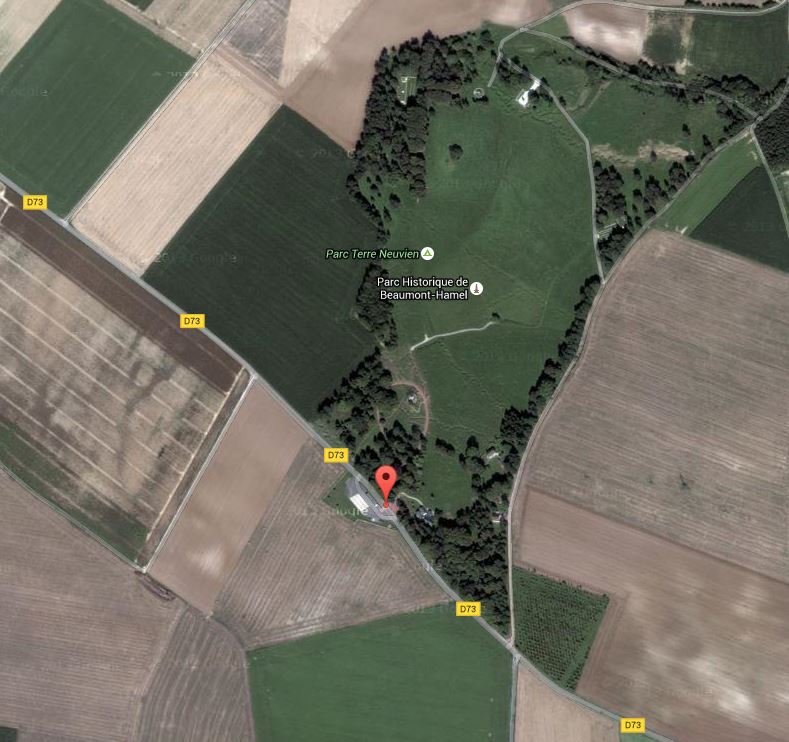Vue aérienne du Mémorial terre-neuvien à Beaumont-Hamel