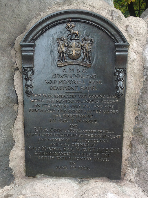Memorial plaque found at the entrance