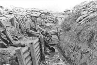 Draining trenches. 22nd Infantry Battalion. French Canadians, July 1916.