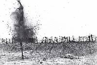 Smashing barbed wire with trench mortar shells.