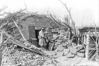 Gun emplacement and ammunition captured by Canadians, April 1917.