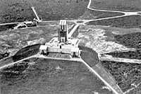Aerial view of Vimy Memorial under construction.