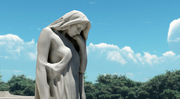 Figure allégorique du Canada en deuil, située en avant du monument