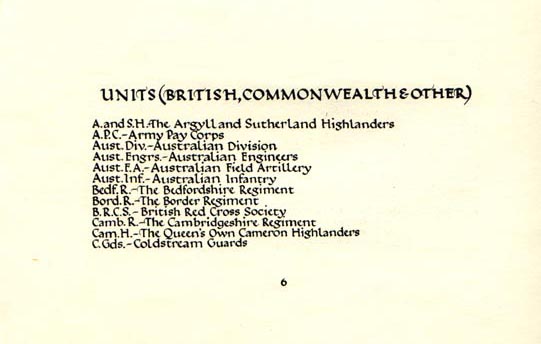 Units (British, Commonwealth and others) page 6 - First World War - Text transcription to follow