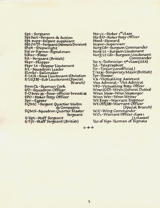 Ranks page 3 - Second World War - Text transcription to follow
