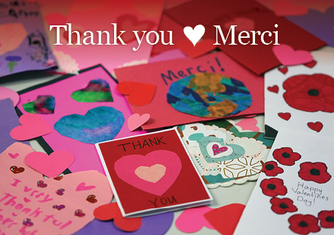 Valentines cards spread over a table