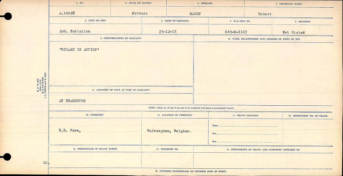 Circumstances of death registers