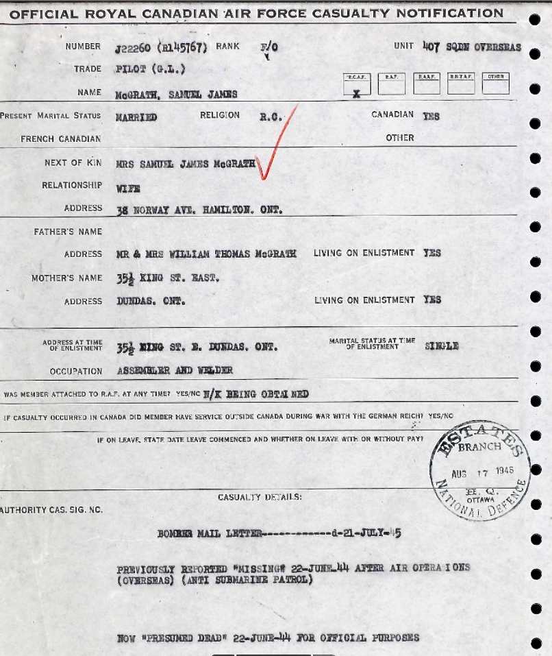 Notification of death