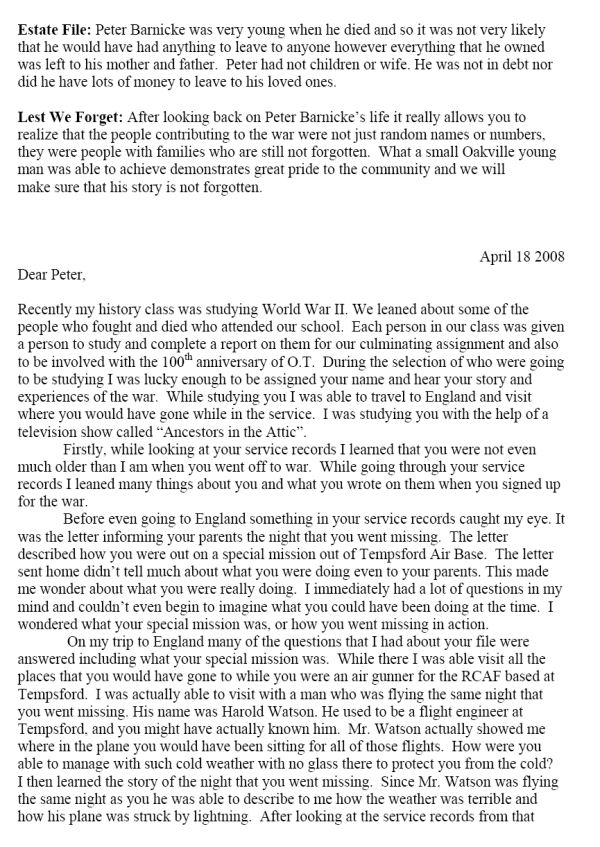 Oakville Remembers Biography (Page 3)