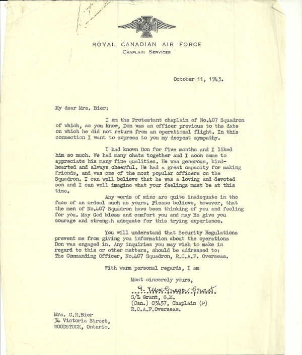 Letter (October 11, 1943)