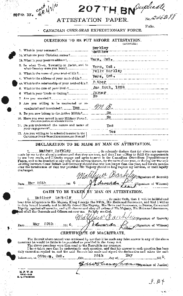 Attestation Paper (page 1)