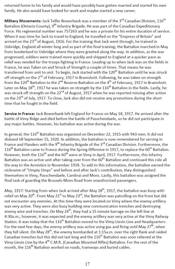 Oakville Remembers Biography (Page 2)