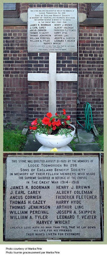 Todmorden Sons of England (SOE) war memorial