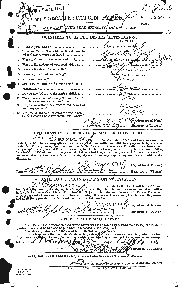 Attestation Paper (page 1)