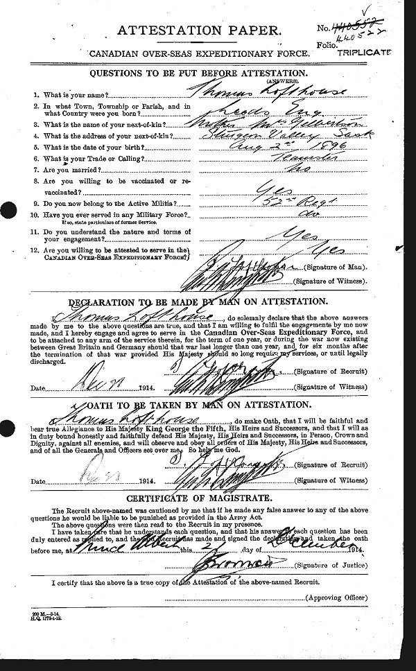 Attestation Papers (Front)