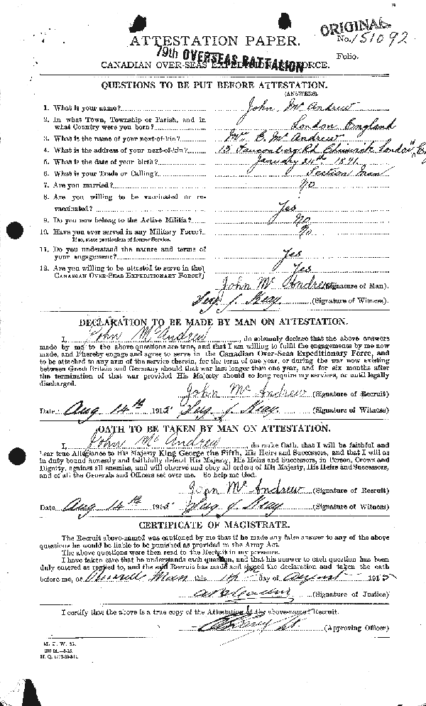 Attestation Paper (page 1)