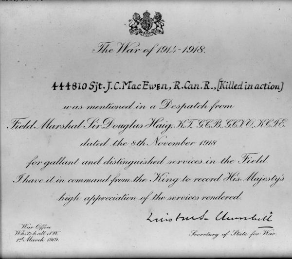 Mentioned in Despatches