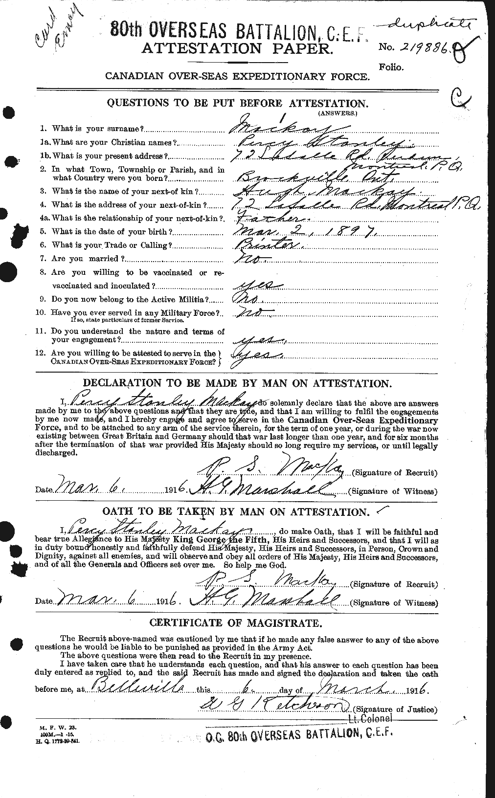 Photo of PERCY STANLEY MACKAY