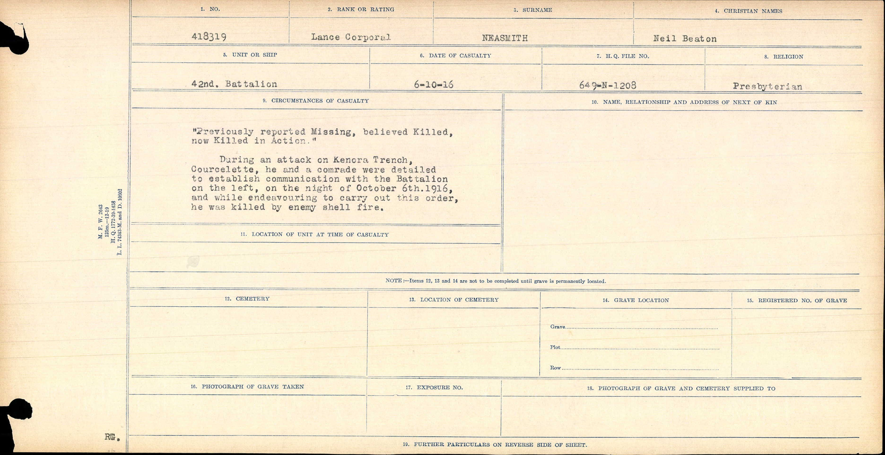 Circumstances of Death Registers