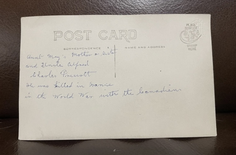 Reverse side of Post Card
