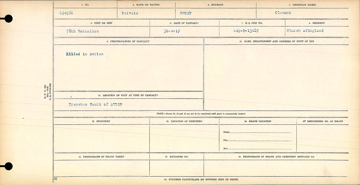Circumstances of death registers