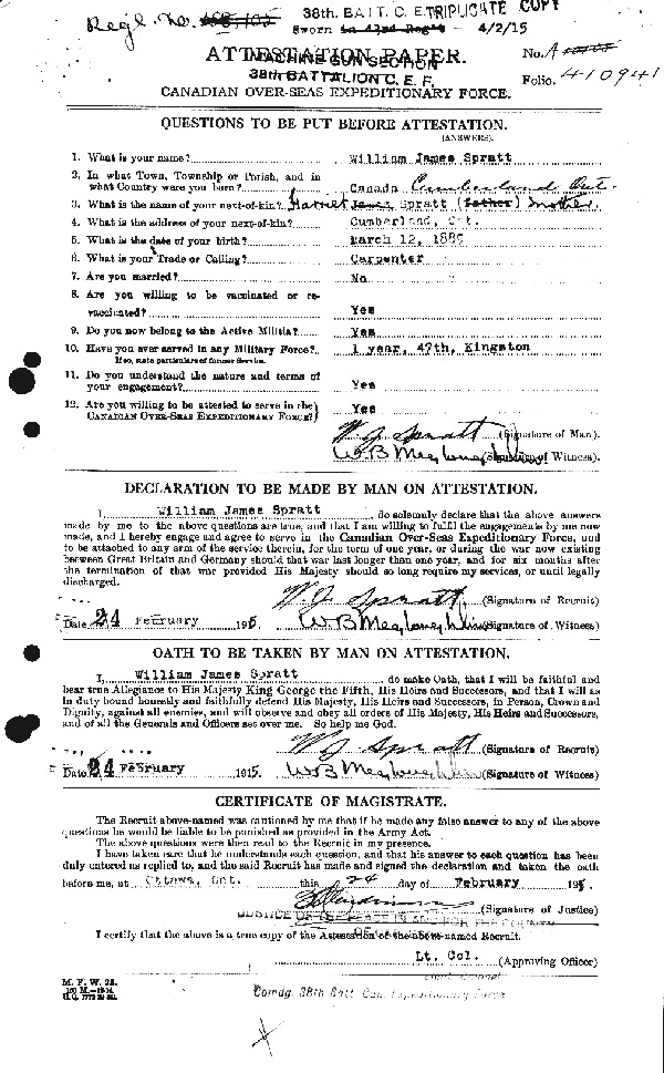 Attestation Paper (page 1)