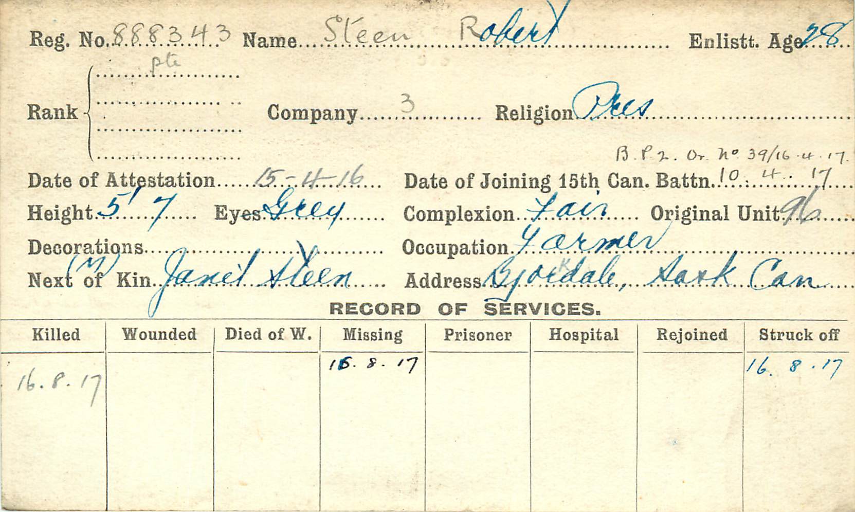 Record of Service