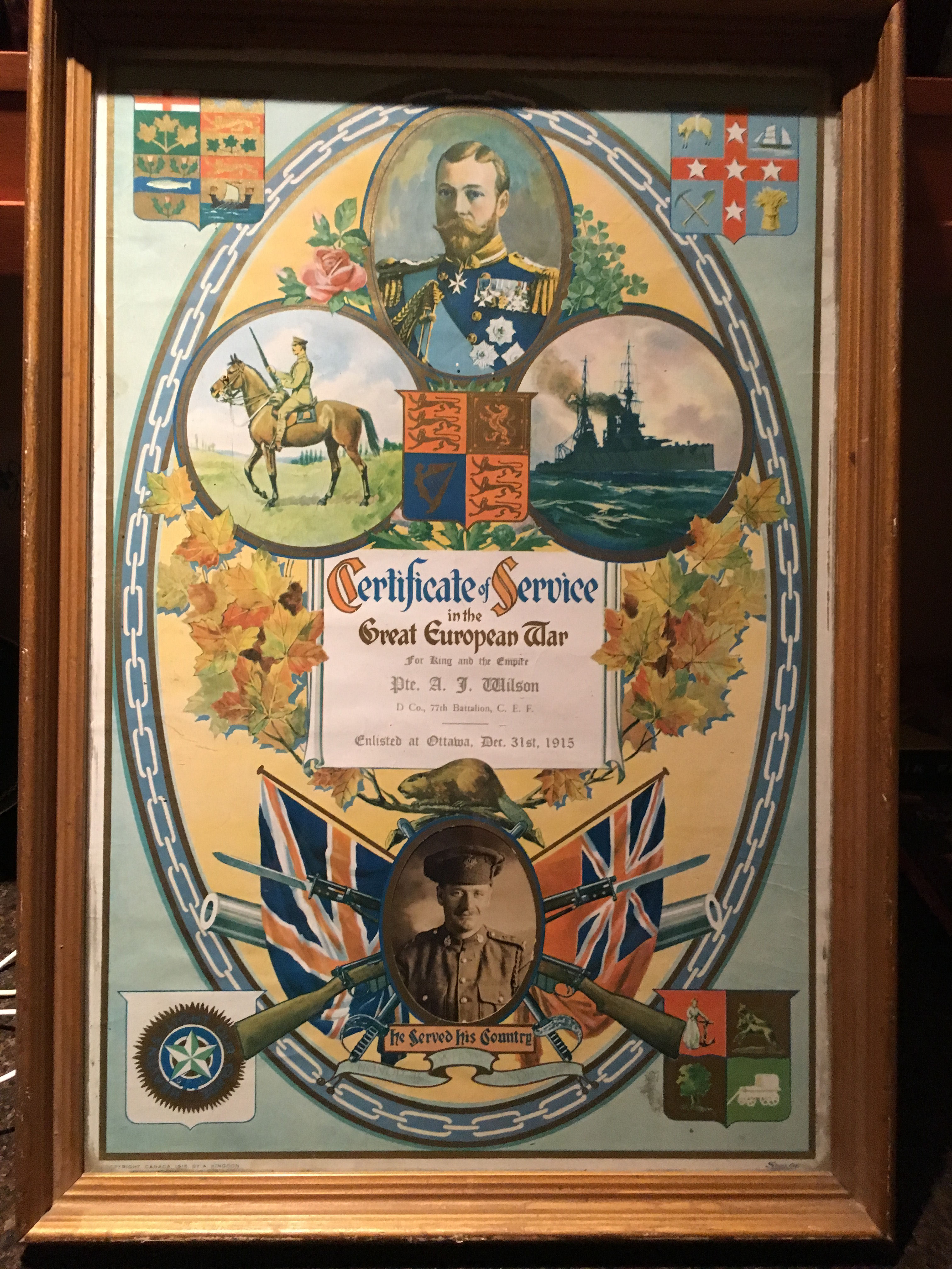 Certificate of Service for Private Albert J Wilson