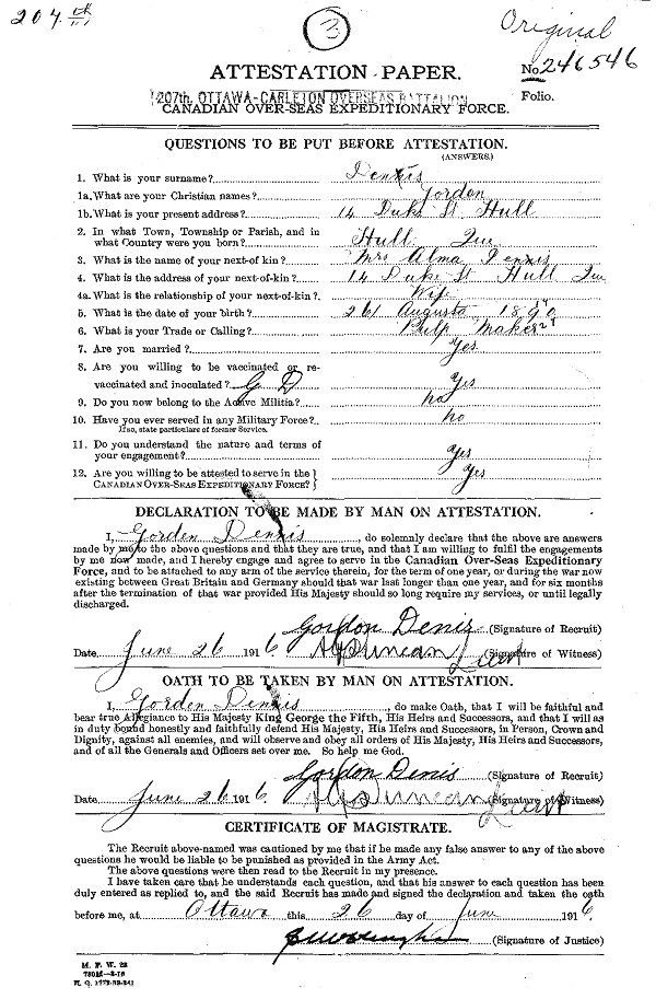 Attestation Paper (front)