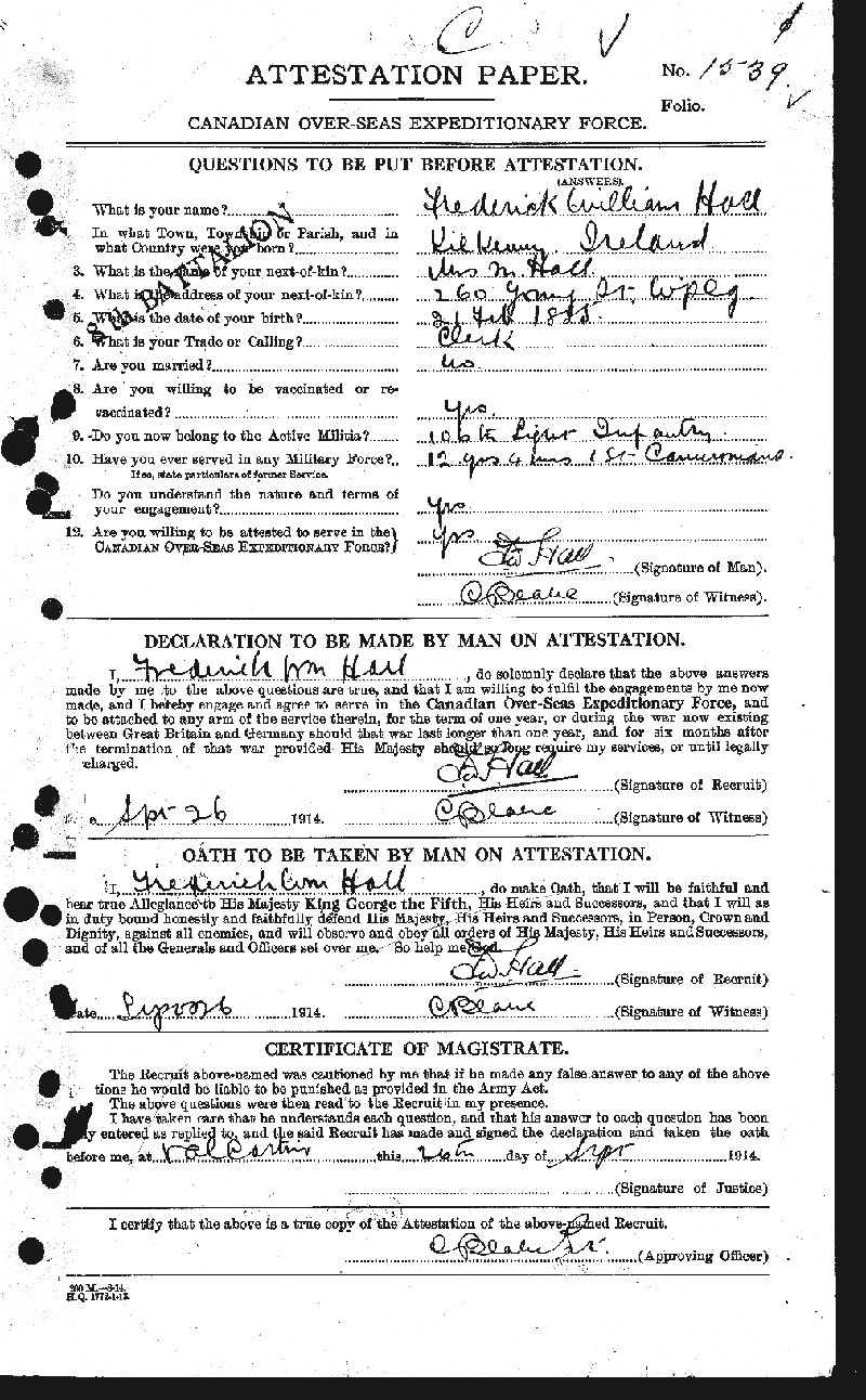 Attestation Paper (front)