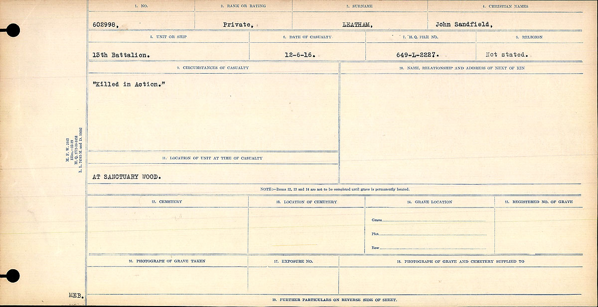 Circumstances of death registers