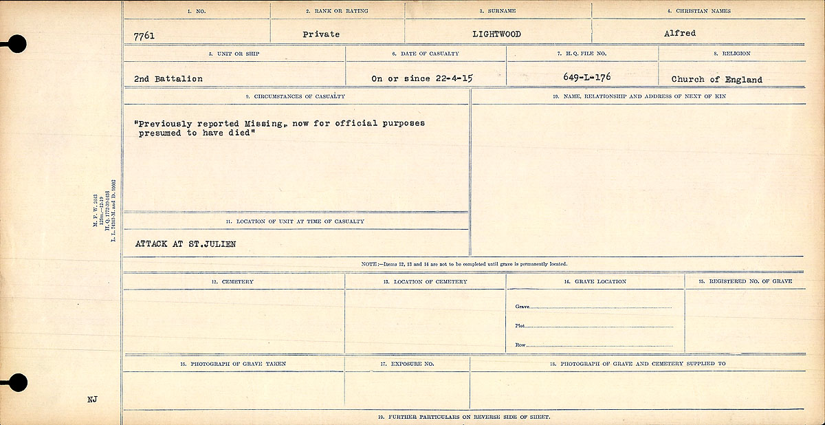 Circumstances of death registers