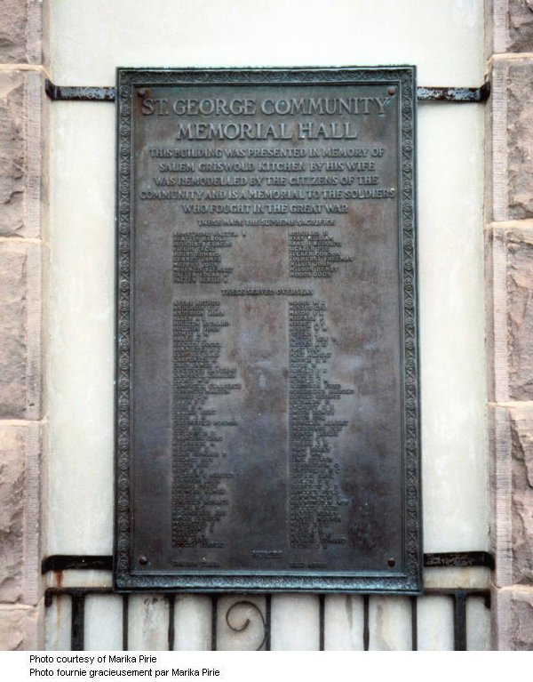 St. George Ontario Memorial Tablet.