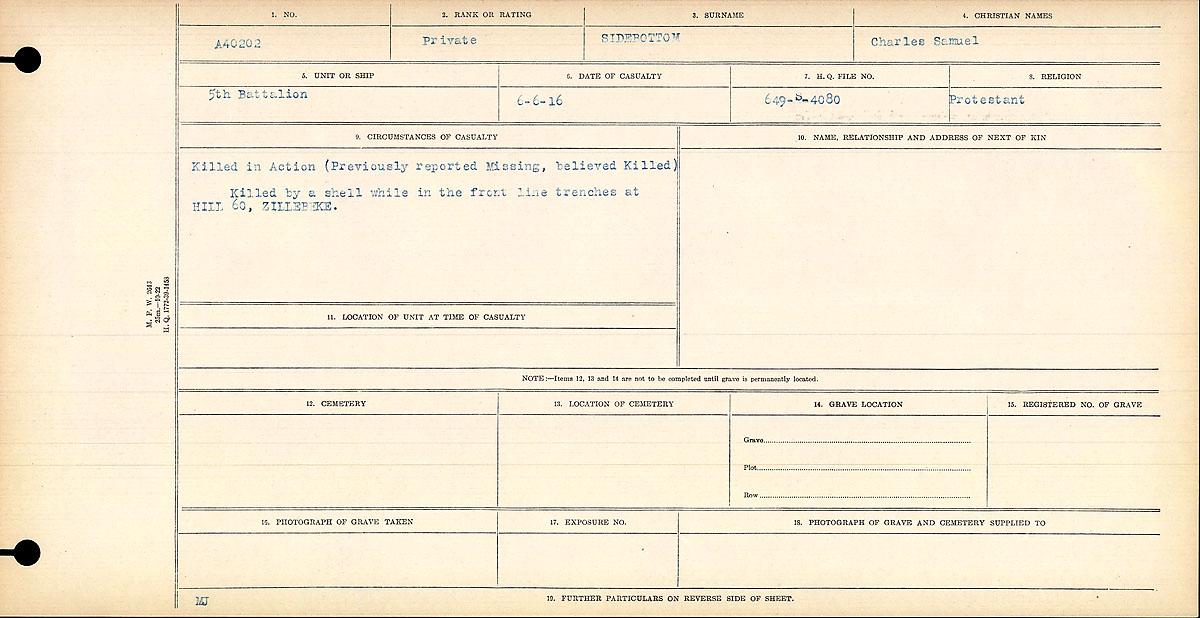 Circumstances of death registers