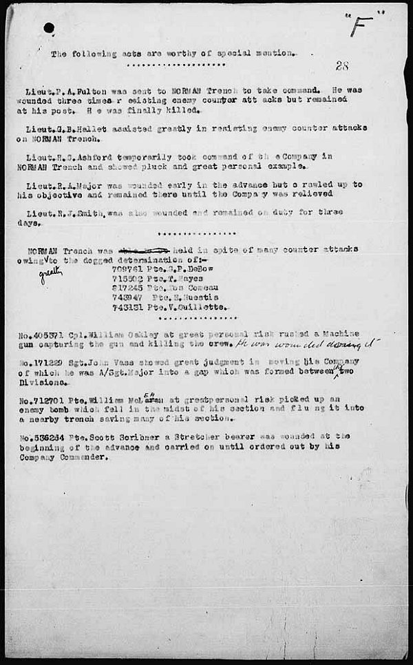 26th Battalion War Diaries