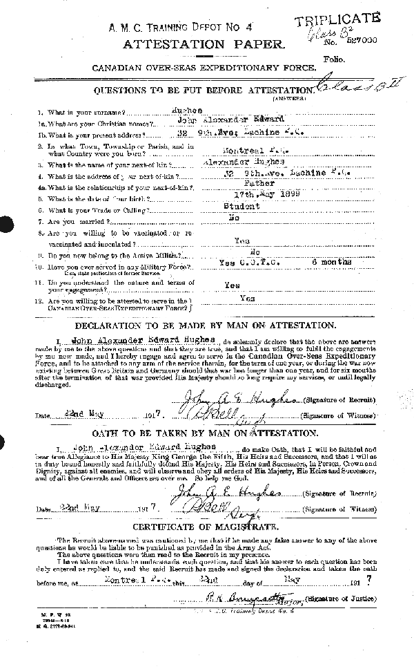 Attestation Paper (page 1)