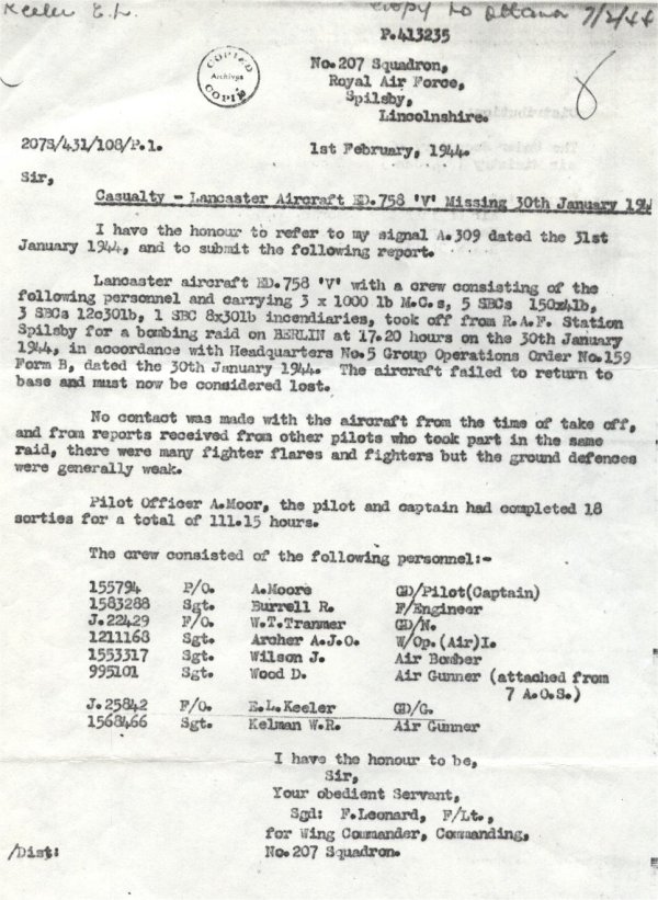 Record of last mission