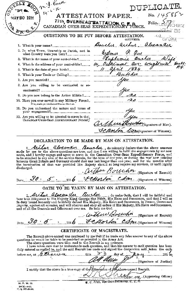 Attestation Paper (front)