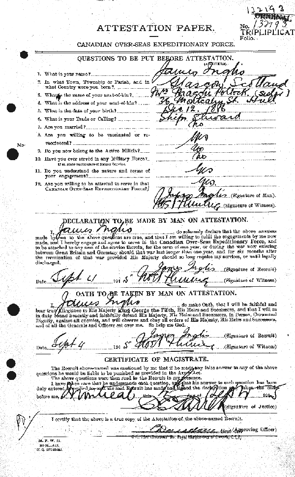 Attestation Paper (page 1)