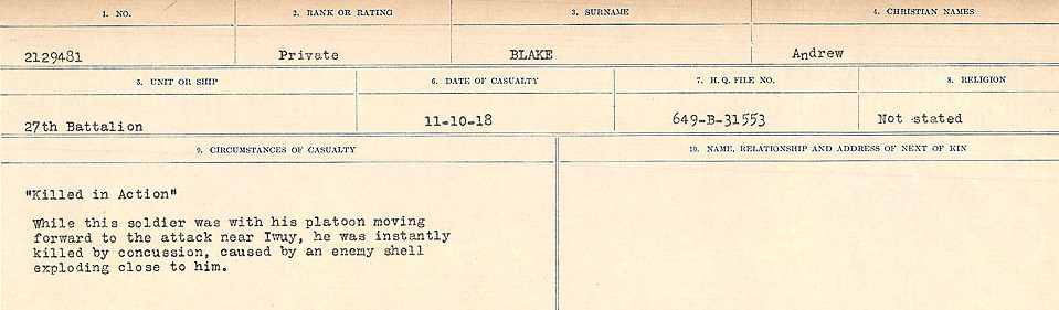 Registres de circonstances du décès