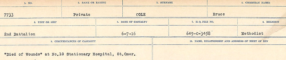 Registres de circonstances du décès