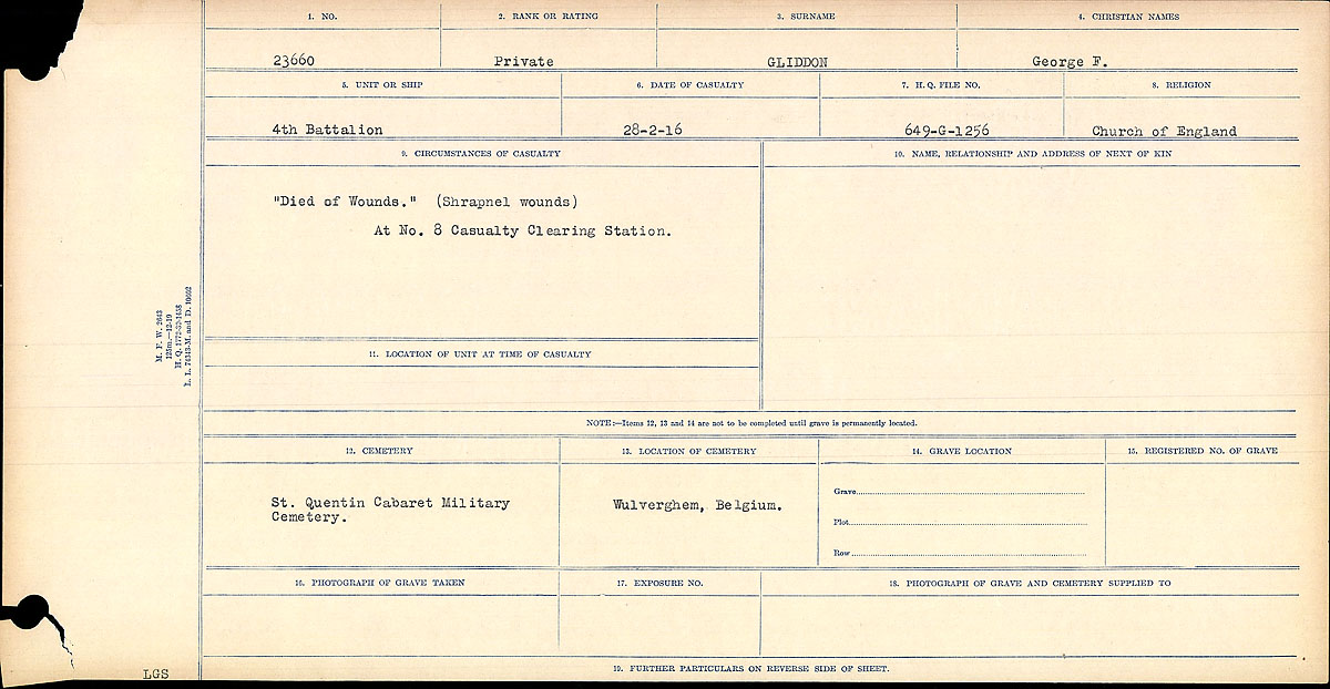 Registres de circonstances du décès