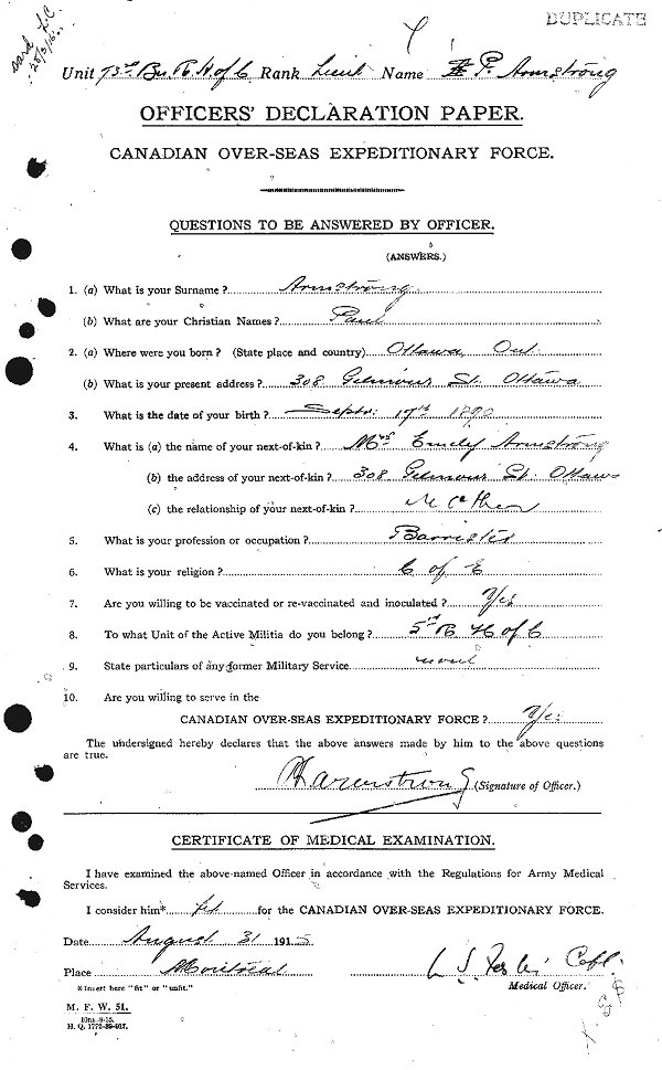 Attestation Papers (Front)