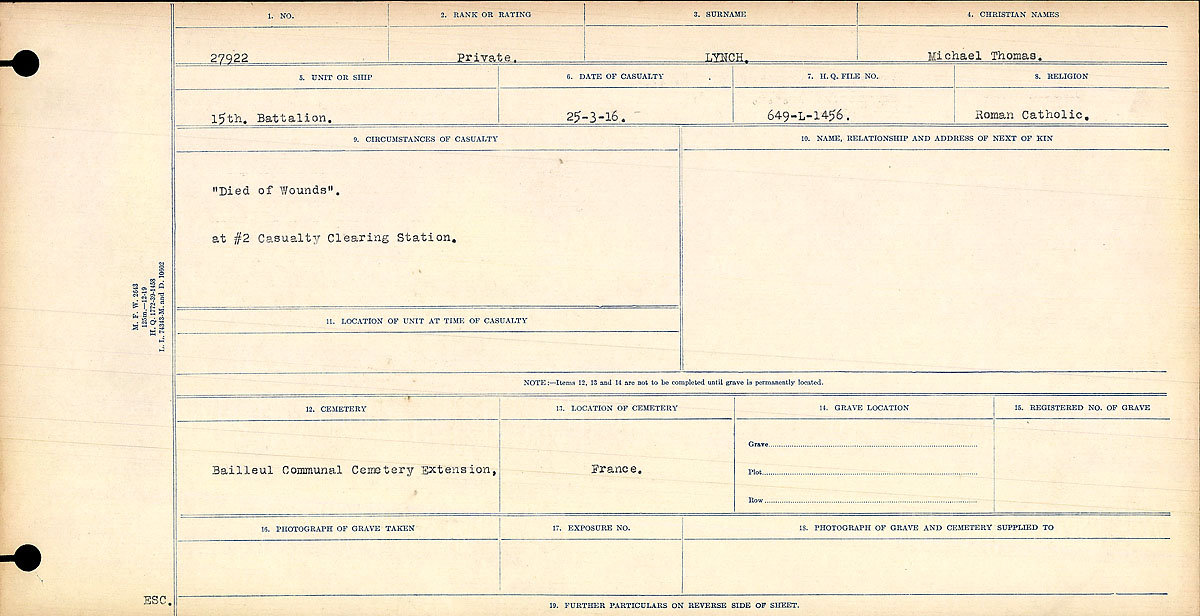 Registres de circonstances du décès