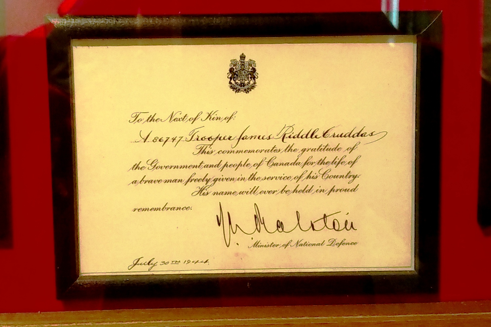 Card of rememberance