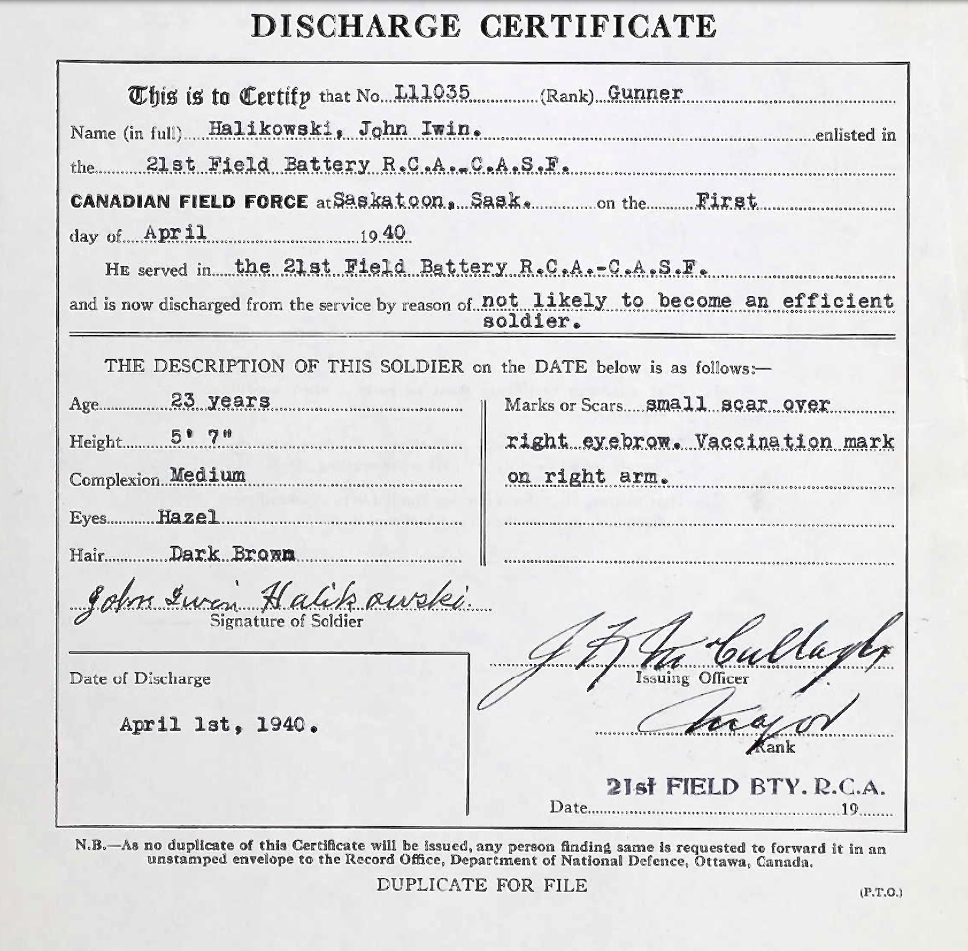 Discharge Certificate
