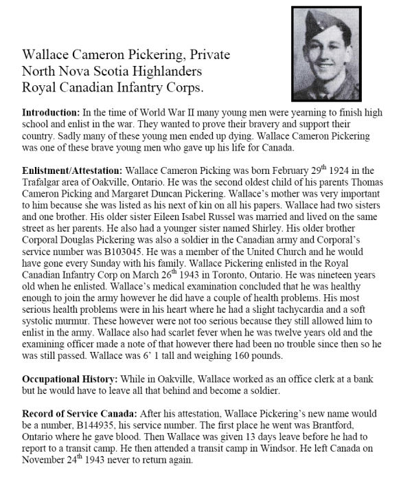 Oakville Remembers Biography