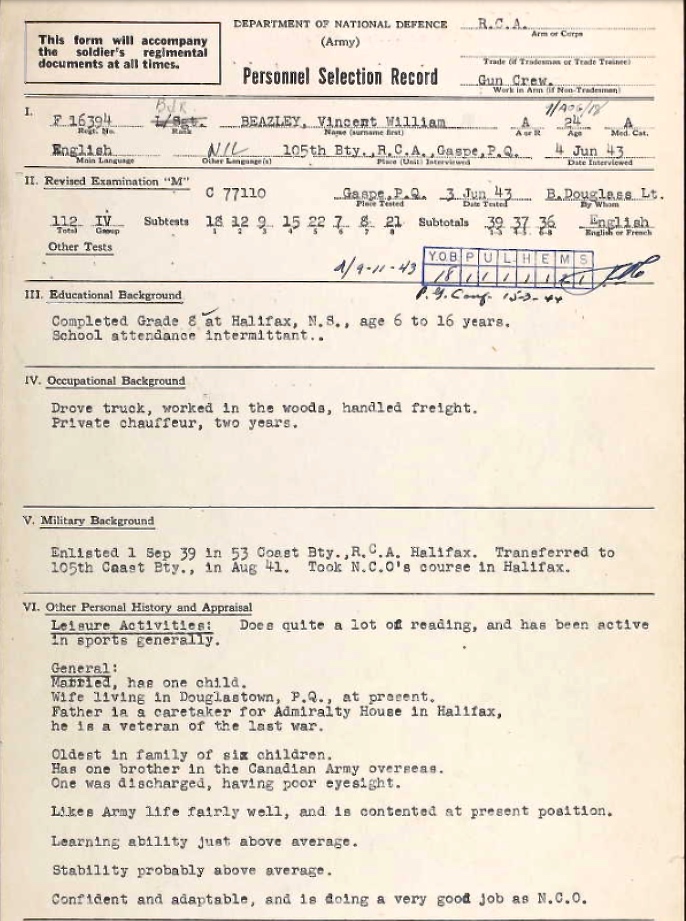 Personnel Selection Form