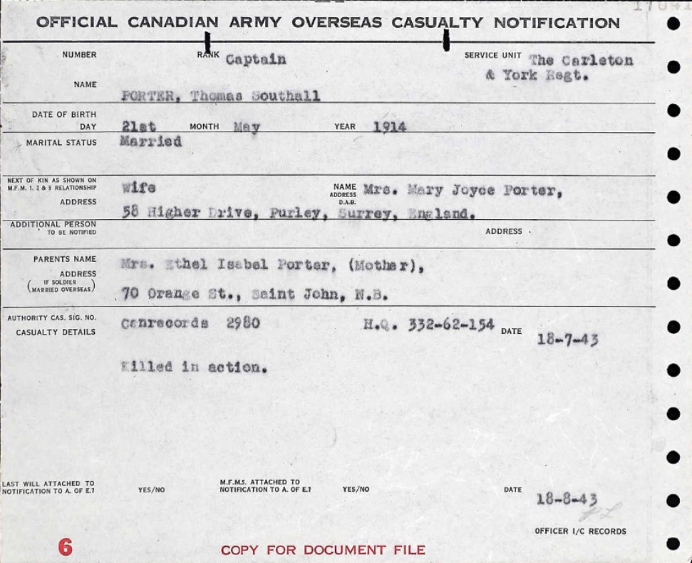 Casualty Notification Form