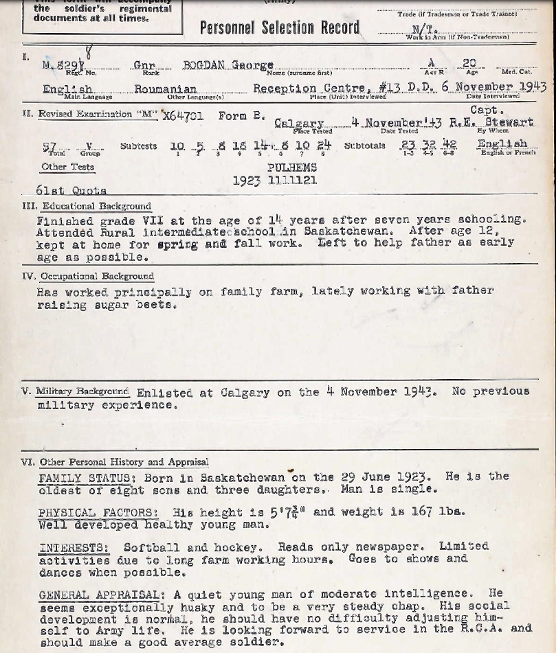 Personnel Selection Form